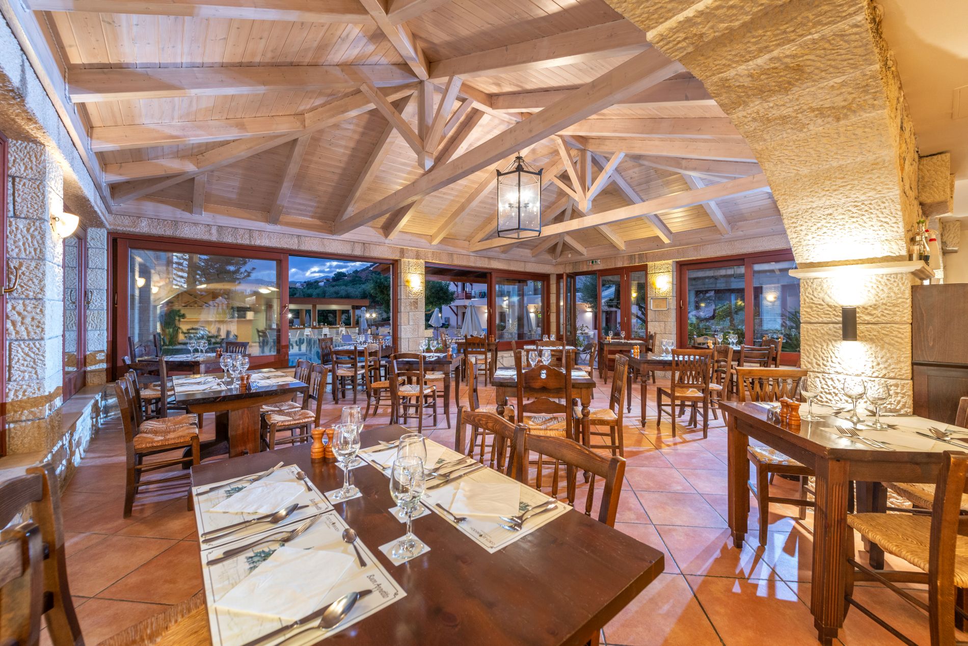 Traditional Cactus village hotel restaurant from a different view