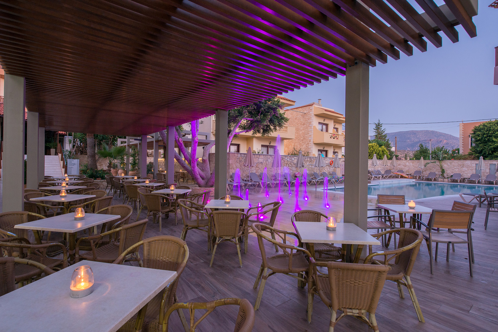 Pool bar with neon lights