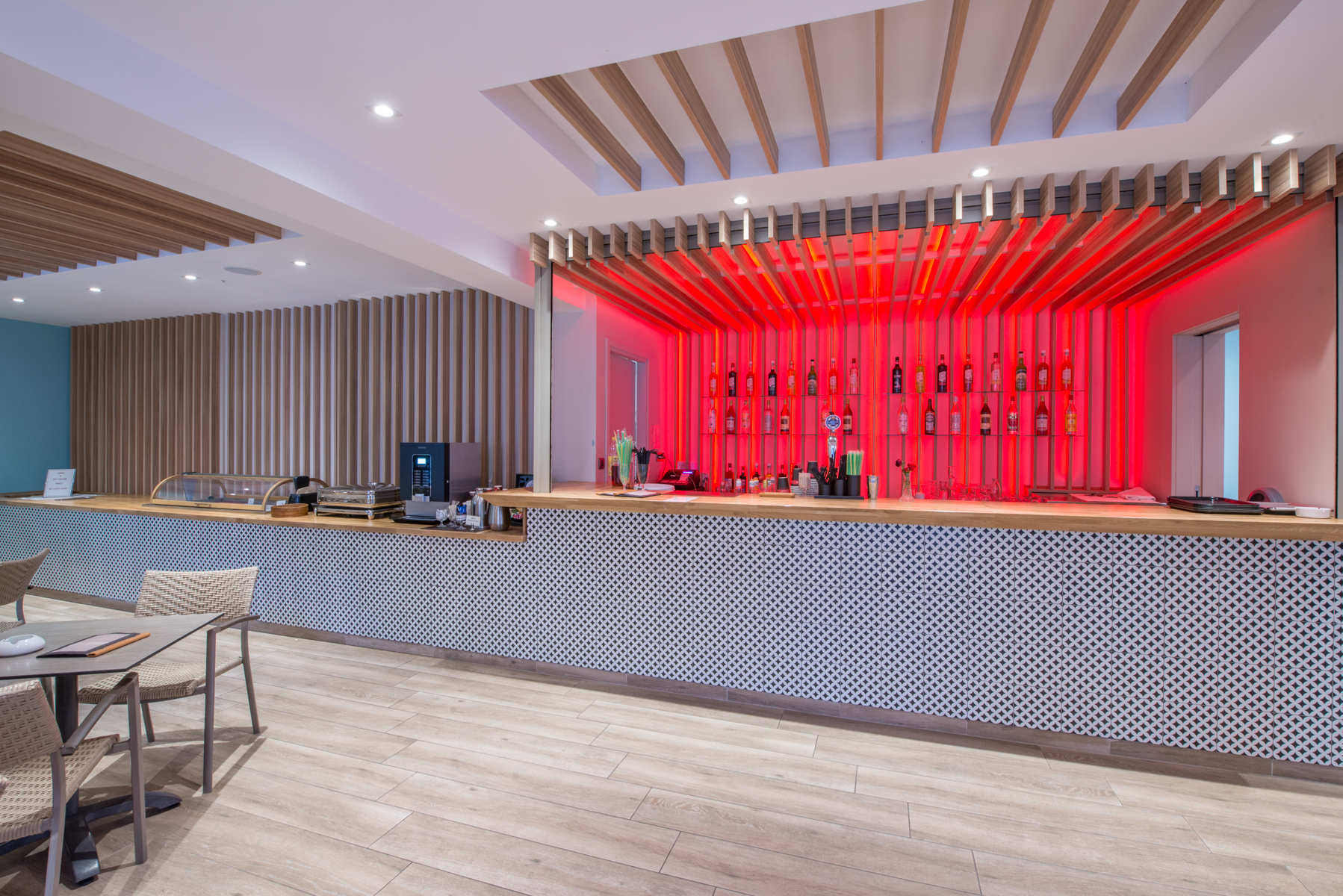 Bar interior with LED lights